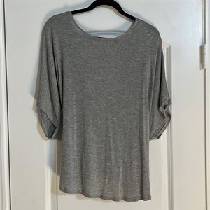 Grey Short Sleeve Dolman Top with Open Back